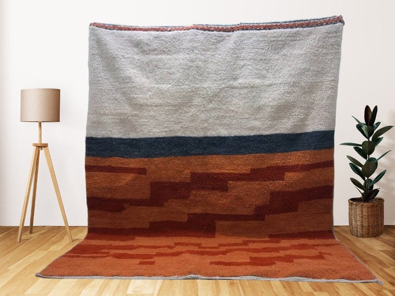 Bohemian Wool Area Rug, Custom Handmade Moroccan Shaggy Carpet, Indoor Rug.