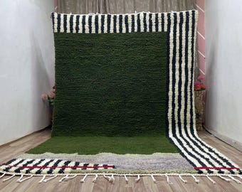 AMAZING GREEN MOROCCAN Rug - Beni ourain Handmade Morrocan Rug, Authentic Berber Rug, Bohemian Style Rug For Living Room .