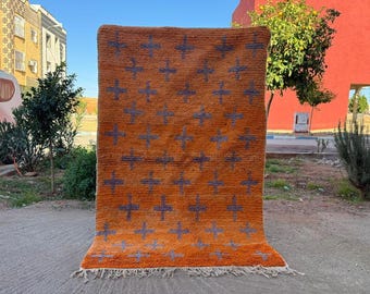 AMAZING ORANGE MOROCCAN Rug - Beni ourain Handmade Morrocan Rug, Authentic Berber Rug, Bohemian Style Rug For Living Room .