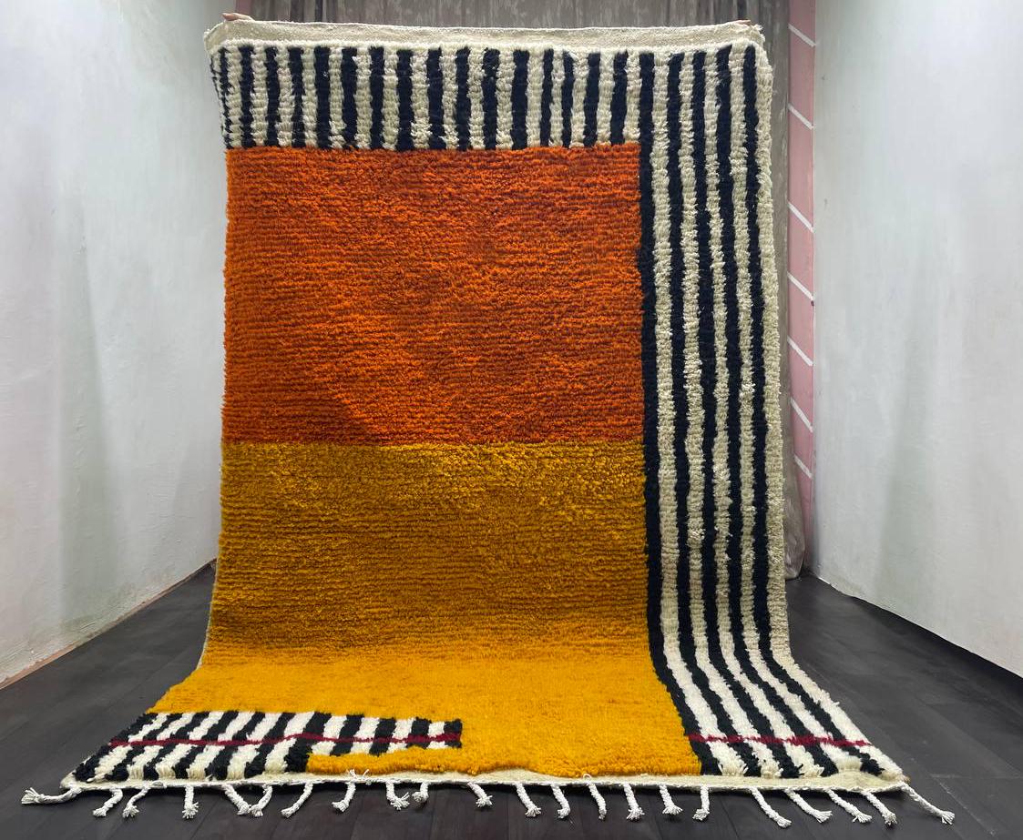 AMAZING ORANGE MOROCCAN Rug - Handmade Beni ourain Morrocan Rug, Authentic Berber Rug, Bohemian Style Rug For Living Room .