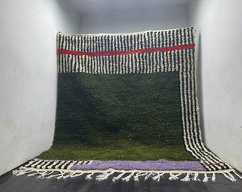 Handmade Green Moroccan Rug, Rug for living room, Custom Moroccan Rug, Moss Rug, Rug for Living Room, Tufted Green Grass Gardening Shape Rug