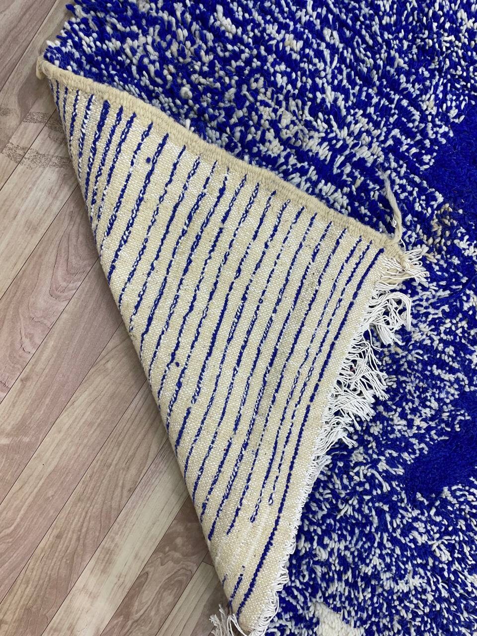 Real Wool Rug Real Wool Beni Ourain Rug Blue White, Moroccan Rug Handwoven, Handmade ...