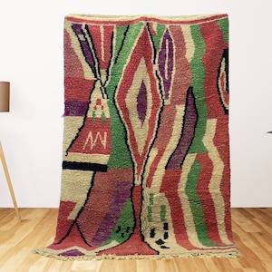 Berber Area Rug, Custom Morocco Carpet, Colorful Hand Knotted Rug.