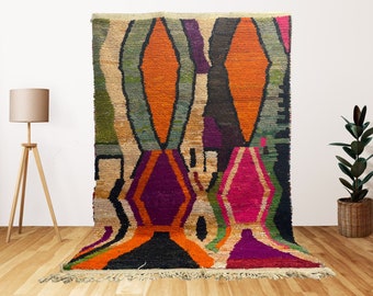 Hand Knotted Moroccan Rug, Colorful Berber Wool Rug.