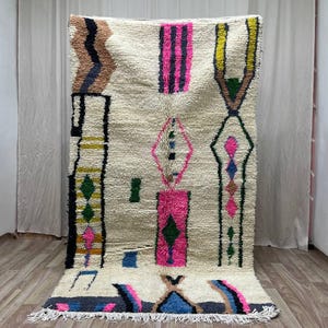 Marokkanische Teppiche, Teppich für Wohnzimmer, handgefertigter Teppich, Wollteppich von Beni Ourain, bunter Berberteppich, individueller Teppich 8x10