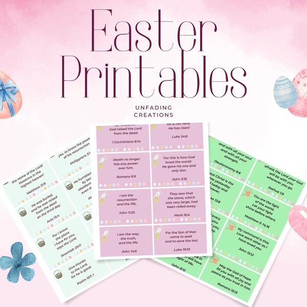Easter Printable, Bible Verses for Easter, Bible Verses to Encourage Kids, Easter Egg Fillers