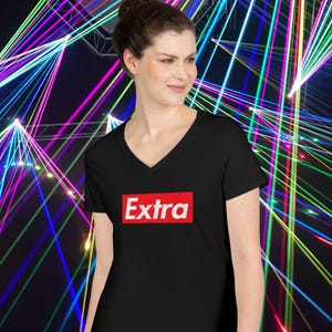 Extra - Women&#39;s Jersey Short Sleeve Deep V-Neck Tee