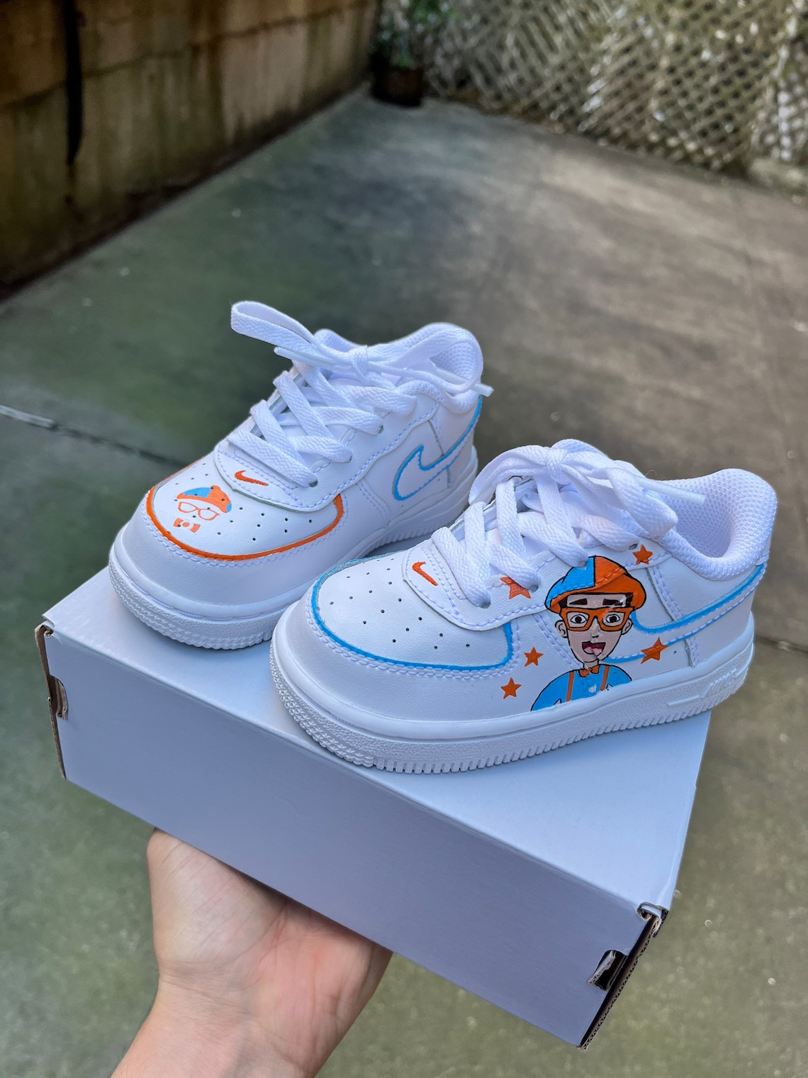 Custom Nike Air Force 1 Hand Painted Sneakers Blippi Etsy