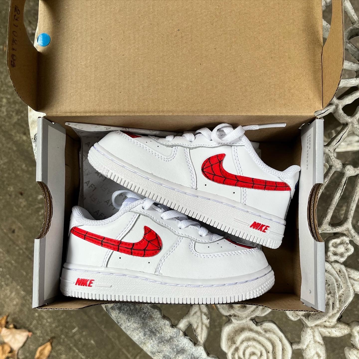 Custom Nike Air Force 1 Hand Painted Sneakers Spidey Spider Personalized Nike Shoes AF1 Custom Kicks Toddler Kids