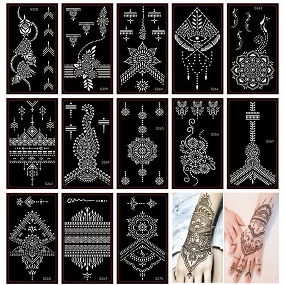 Henna Tattoo Stencils Reusable Self Adhesive Temporary Hand Etsy UK