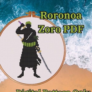 Roronoa Zoro Inspired Cross Stitch Pattern - PDF Digital Download