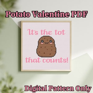 Cute Potato Valentine Cross Stitch Pattern - Digital PDF