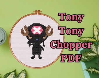 Tony Tony Chopper inspiriertes Kreuzstichmuster - Digitales PDF