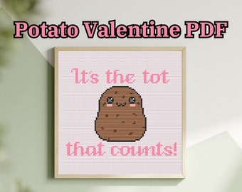 Schema punto croce di San Valentino con patate carine - PDF digitale