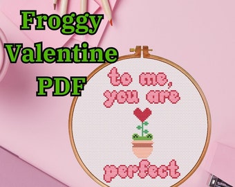 Frog Valentine's Day Cross Stitch Pattern