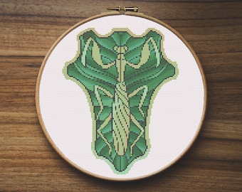 Green Mantis Squad Logo: Cross Stitch Pattern PDF Digital Download