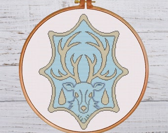 Aqua Deer Squad Logo: Cross Stitch Pattern PDF Digital Download