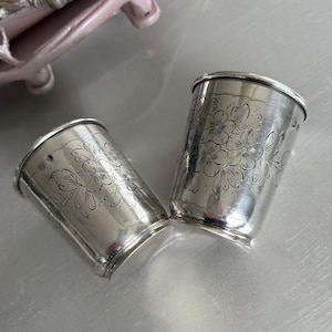 Ottoman Silver Cups with Sultan Abdulhamid II Tughra