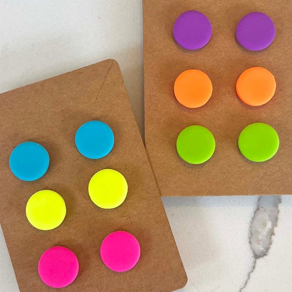 Neon Polymer Clay Stud Earrings - Set or Individual