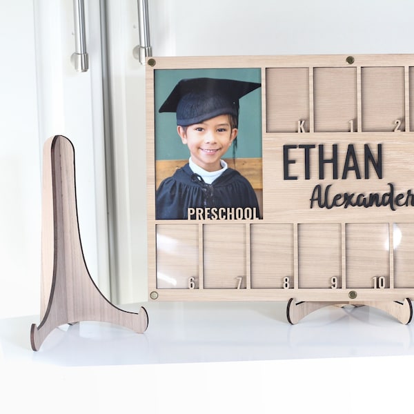 School Picture Frame Stand K-12 School Picture Frame Easel Stand for One Year Photo Board Stand Laser Cut Stand Rustic Wedding Display Stand