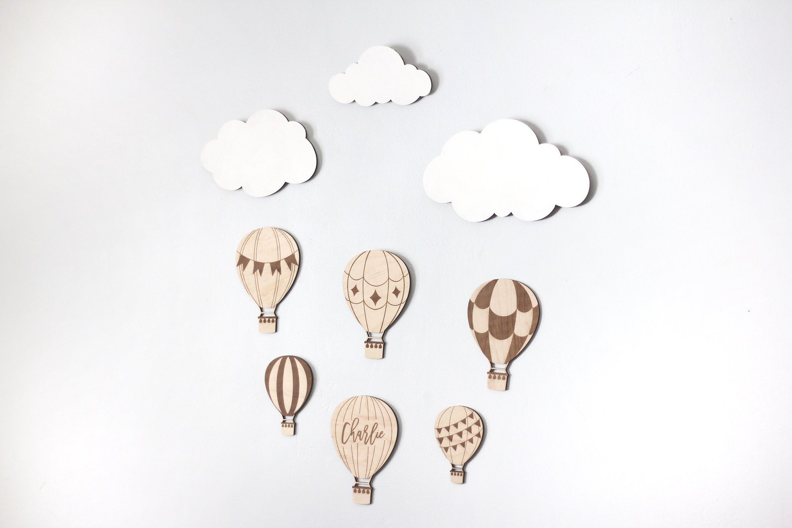 Wood Hot Air Balloon Set for Nursery Baby Girl Cloud Wall Etsy