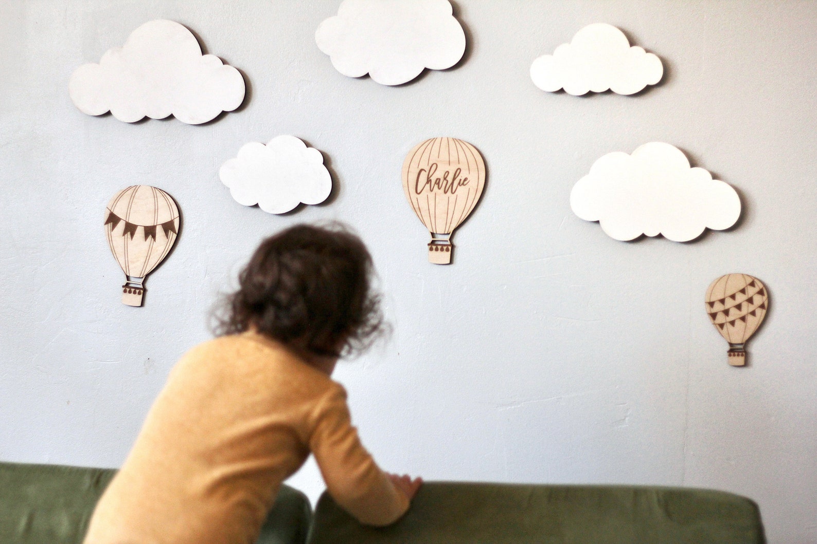 Wood Hot Air Balloon Set for Nursery Baby Girl Cloud Wall Etsy