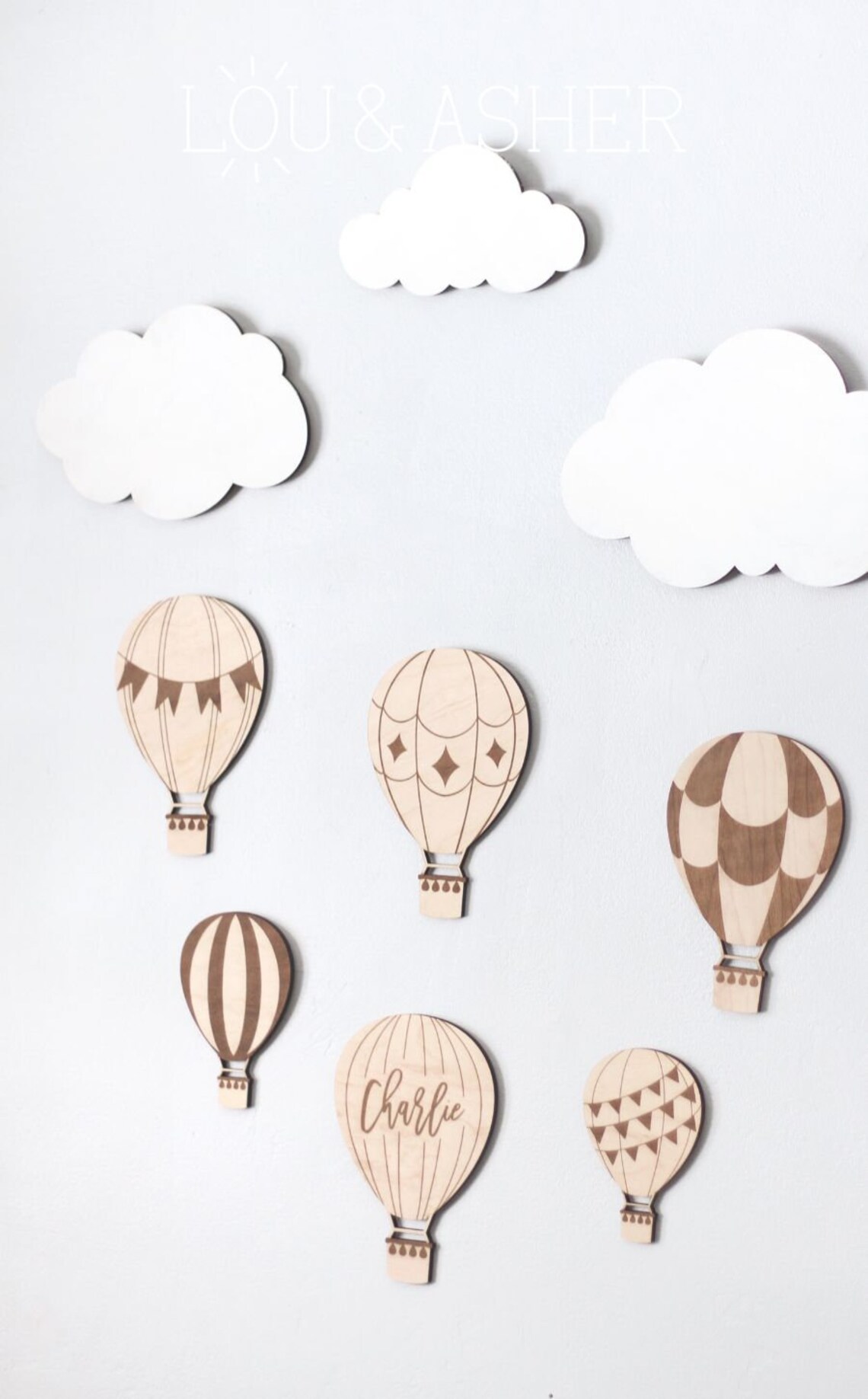 Wood Hot Air Balloon Set for Nursery Baby Girl Cloud Wall Etsy