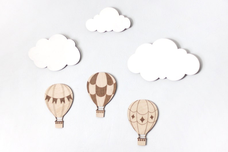 Wood Hot Air Balloon Set for Nursery Baby Girl Cloud Wall Etsy