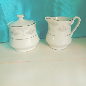 Vintage Fine China Sugar Bowl  with Lid and Creamer