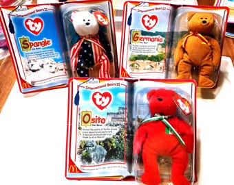 McDonald's TY Beanie Babies International Bears II 2000 - Set of 4