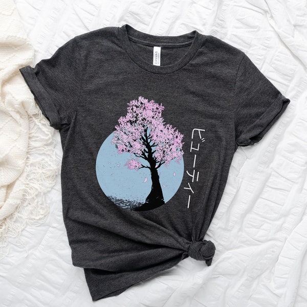 Camisa Cherry Blossom Tree, Sakura Blossom Shirt, Camiseta Spring Season, Unisex Camiseta Japonesa, Camisa Minimalista Flower Aesthetic Design
