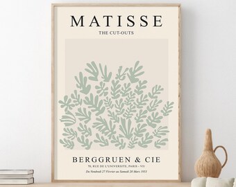 Henri Matisse Print, Papiers Decoupes, Matisse Exhibition Poster, Matisse Cut Outs, Matisse Print Wall Art, Minimal Art Print, Sage Green