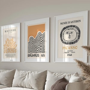 Exhibition Poster Set of 3, 3 Piece Wall Art, Picasso Print, Bauhaus Poster, Gallery Wall Set, Wall Art Set, Digital Art Print