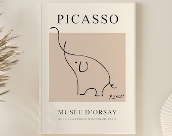 Picasso One Line Drawing, Picasso Print, Picasso Poster, Picasso Art Print, Animal Sketch, Exhibition Poster, One Line Art, Picasso Sketch