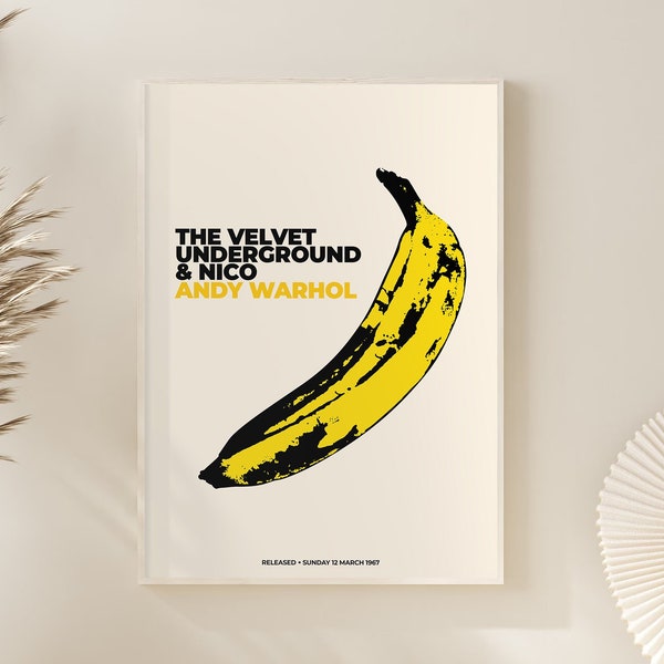 Affiche Andy Warhol Banana Velvet Underground, Affiche d'exposition, Impression de musée, Impression Andy Warhol, Pop Art banane, Oeuvre d'art moderne, Décoration d'intérieur