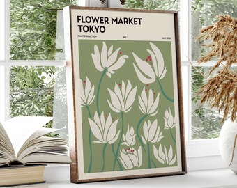 Flower Market Tokyo, Flower Market Poster, Digital Download, Flower Market Prints, Florist Gift, Matisse Flower, Honolulu, Flower Print