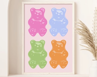 Danish Pastel Prints, Aesthetic Room Decor, Jelly Beans, Abstract Art Print, Minimalist Print, Retro Poster, Pastel Decor, Digital Art Print