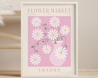 Flower Market, Aesthetic Poster, Flower Market London, Flower Market Poster, Gallery Wall Print, Floral Poster Download, Digital Print