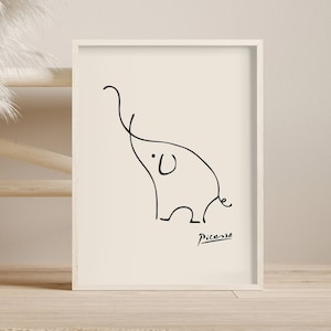 Picasso Animals Print, Picasso Elephant, Picasso Animal Line Drawings, Printable Wall Art, Minimalist Nursery Print, Digital Animal Sketch