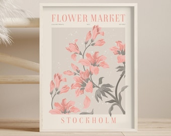 Flower Market, Aesthetic Poster, Stockholm Flower Market, Flower Market Poster, Gallery Wall Print, Floral Poster Download, Digital Print
