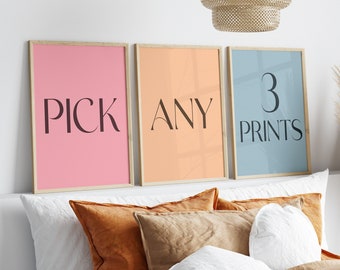 Pick Your Own 3 Digital Prints, Pick Any 3 Prints, Custom Gallery Wall Set, Printable Wall Art, Custom Artwork, Living Room, Set of 3 Prints