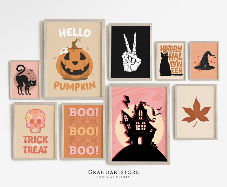 Halloween Printable Gallery Wall Art Bundle, Halloween Poster Set, Home ...