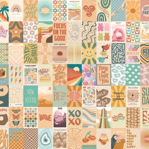 80 PCS Retro Vintage Wall Collage Kit, Retro Wall Art, Vintage Poster Set, Aesthetic Collage Kit, Printable Wall Art, Digital Download