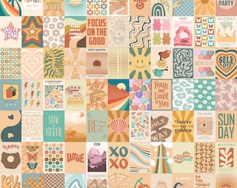 80 PCS Retro Vintage Wall Collage Kit, Retro Wall Art, Vintage Poster Set, Aesthetic Collage Kit, Printable Wall Art, Digital Download