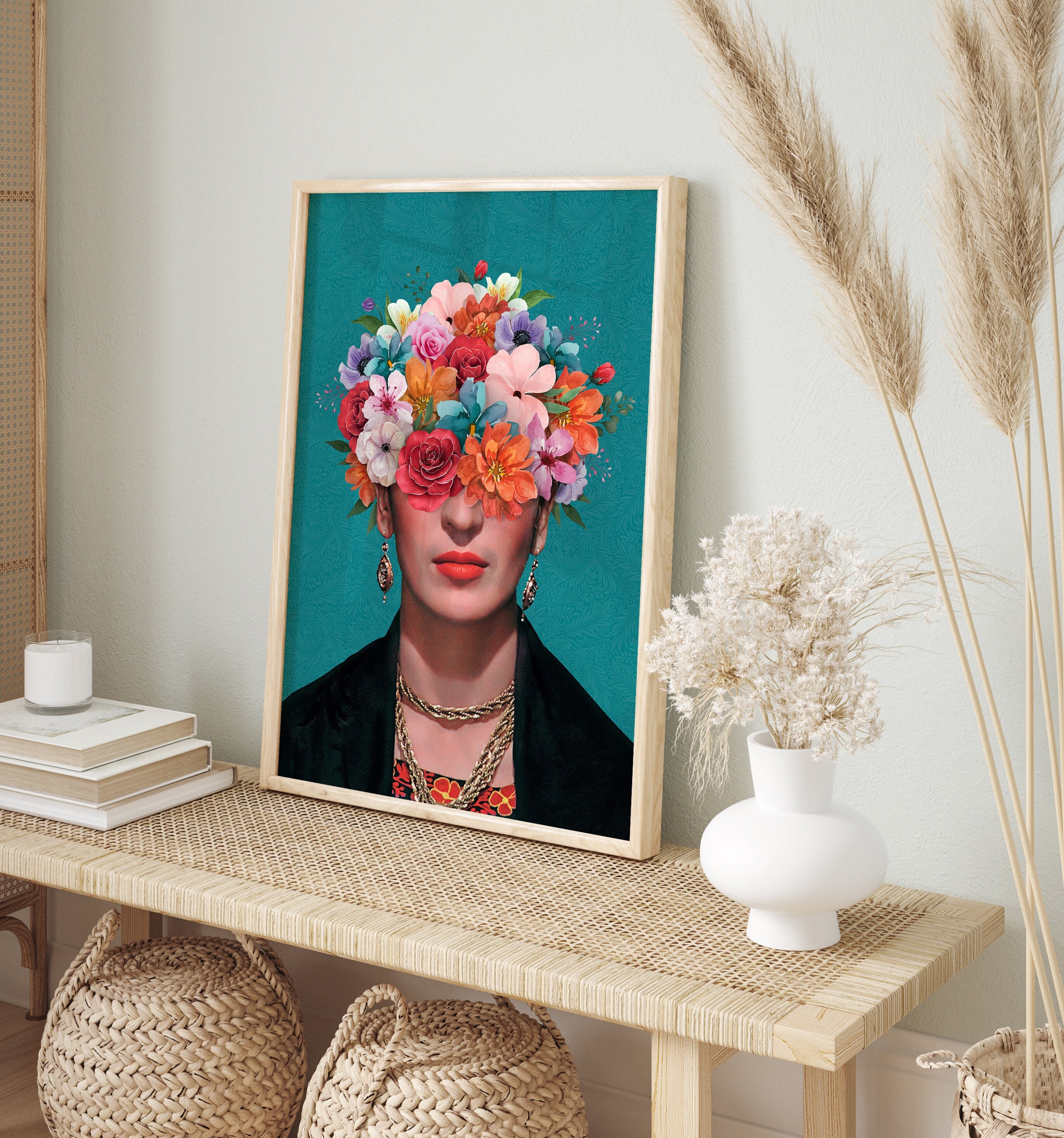 Frida Kahlo Portrait Print, Frida Kahlo Self Portrait, Girl Power, Blue ...