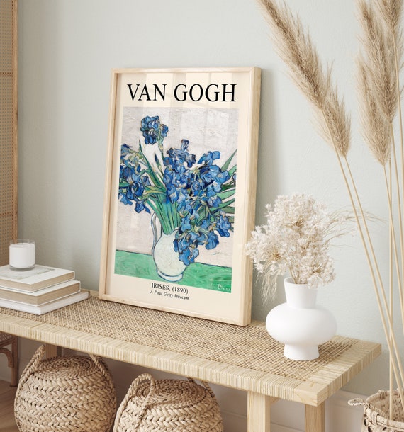 Van Gogh Irises Exhibition Poster, Museum Print, Famous Poster, Van Gogh Print, Blue Wall Art, Living Room Decor, Digital Download