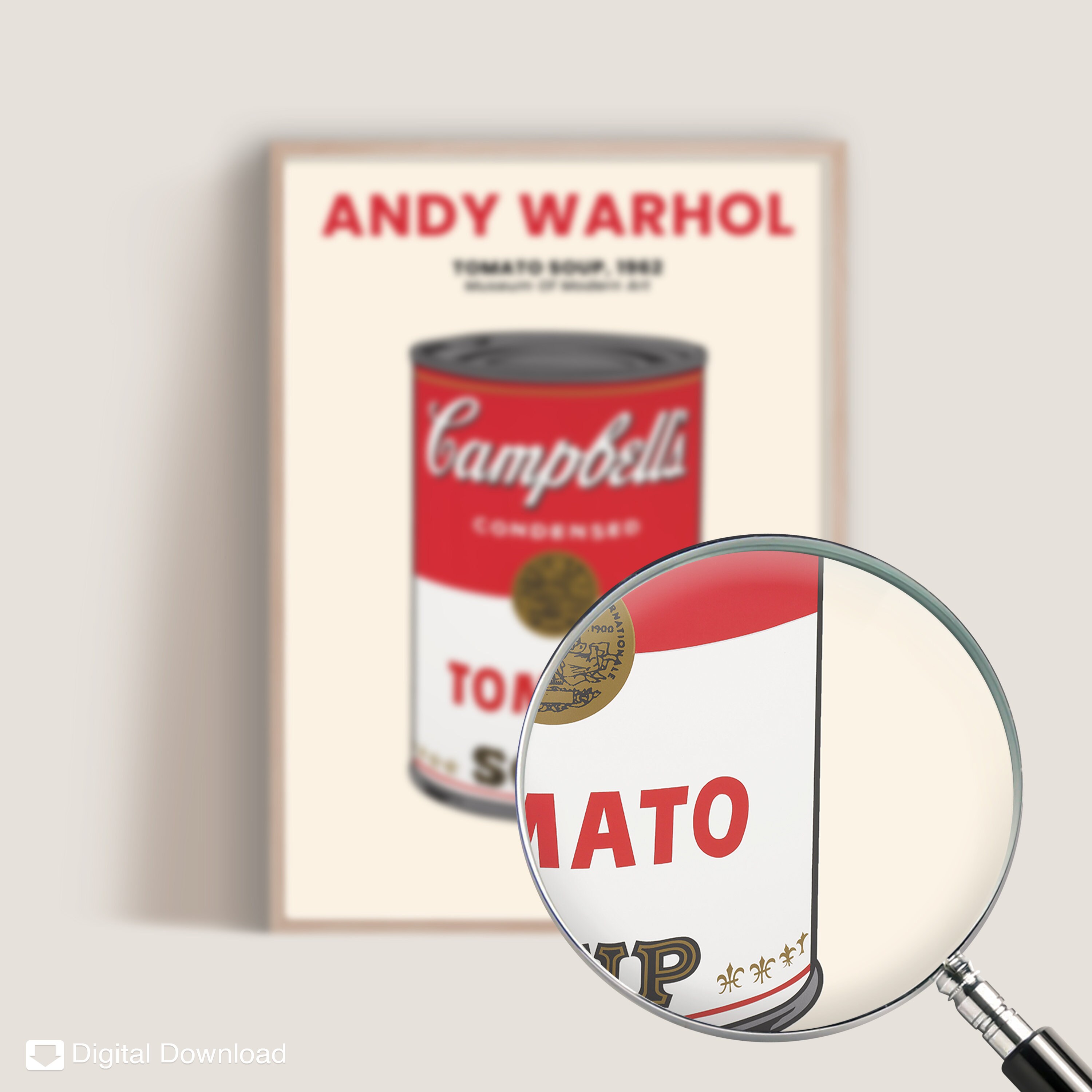 Andy Warhol Tomato Soup, Campbells Soup Print, Warhol Pop Art