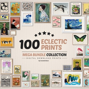 100 Eclectic Mega Bundle Gallery Wall Set, Printable Eclectic Wall Art, Maximalist Home Decor, Gallery Wall Collage, Digital Poster Set