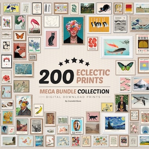 200 Eclectic Mega Bundle Gallery Wall Set, Printable Eclectic Wall Art, Maximalist Home Decor, Gallery Wall Collage, Digital Poster Set