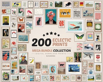 200 Eclectic Mega Bundle Gallery Wall Set, Printable Eclectic Wall Art, Maximalist Home Decor, Gallery Wall Collage, Digital Poster Set